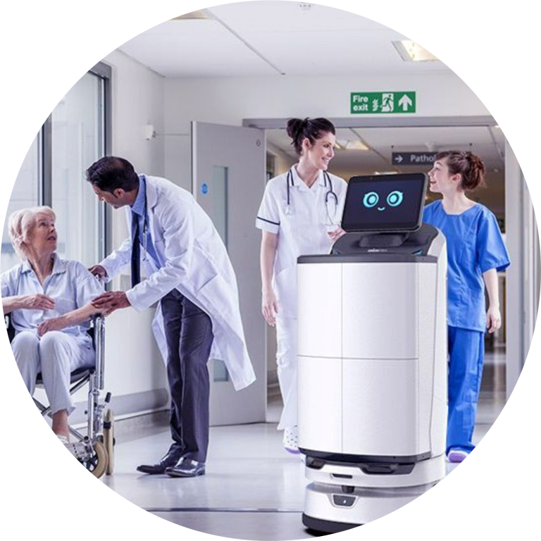 Serviceroboter für das Gesundheitswesen Transportroboter, Empfangsroboter, Reinigungsroboter, Pflegeroboter für Kliniken, Krankenhäuser und Pflegeeinrichtungen